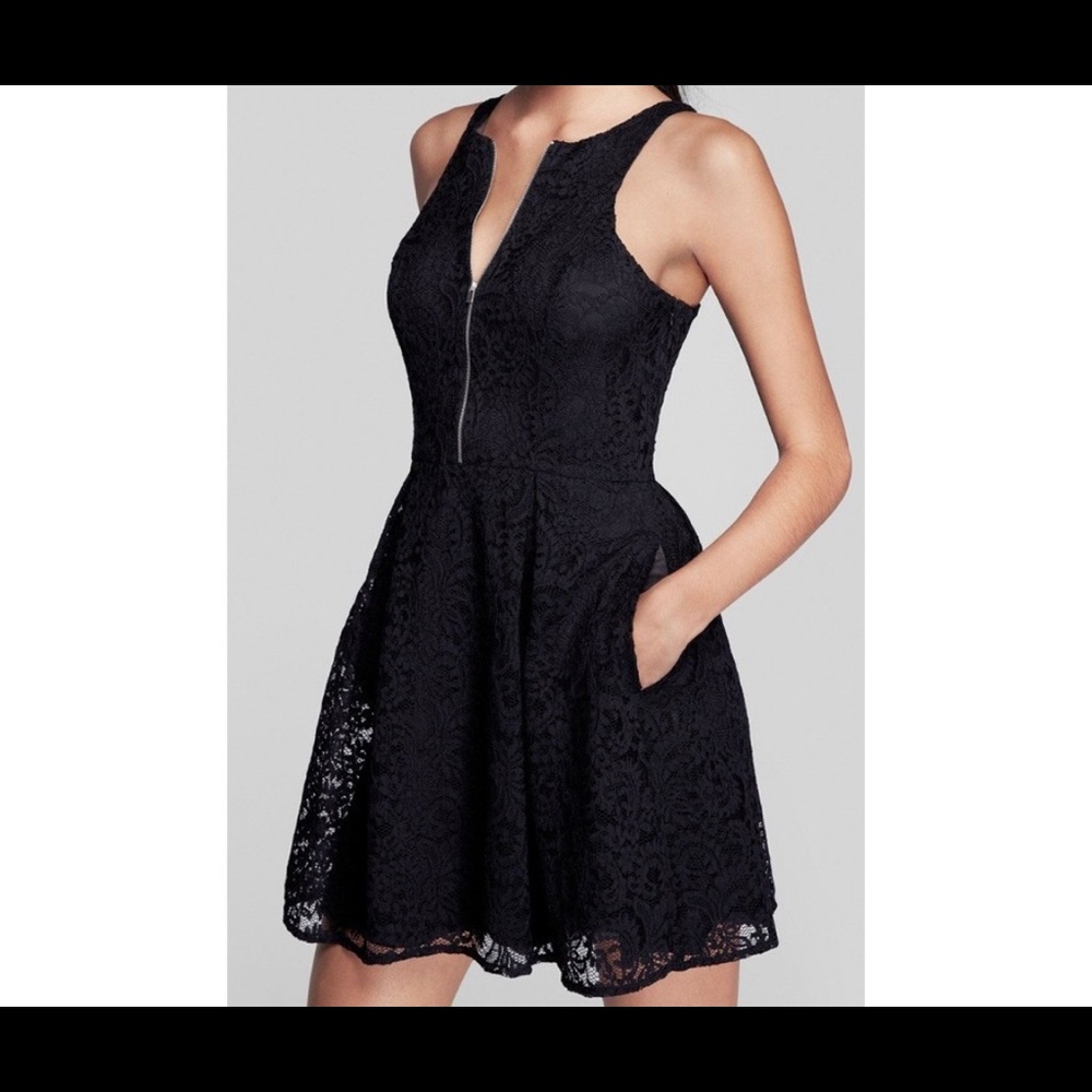 Express Black High Neck ZIP Dress